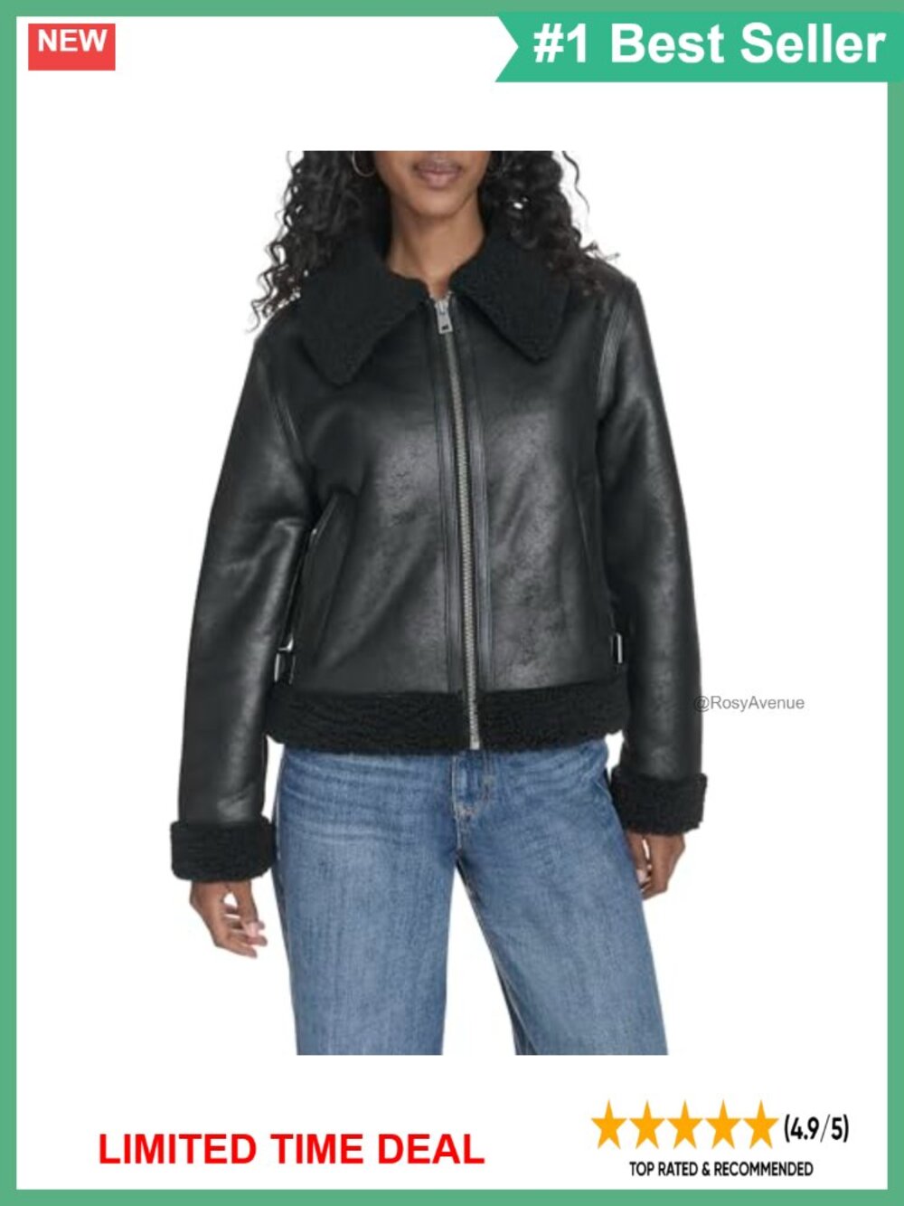 Faux Shearling Aviator Jacket Sherpa Lined Warm Winter Coat